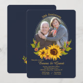 Zonnebloem Lijst Foto Jubileum Uitnodiging (Voorkant / Achterkant)