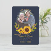 Zonnebloem Lijst Foto Jubileum Uitnodiging (Staand voorkant)