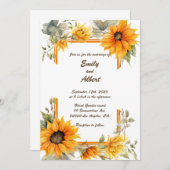 Zonnebloem Lijst: Gepersonaliseerde bruiloft uitno Kaart (Voorkant / Achterkant)