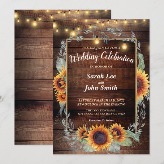 Zonnebloem Lijst Kaart (Voorkant / Achterkant)