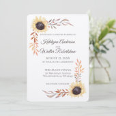 Zonnebloem Lijst Late zomer Bloemen bruiloft Kaart (Staand voorkant)