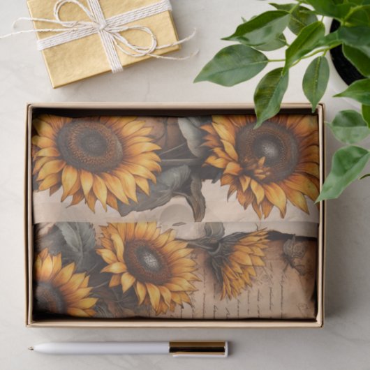 Zonnebloem Lijst met bijen en script Tissuepapier (Geschenk)