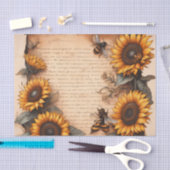 Zonnebloem Lijst met bijen en script Tissuepapier (Craft)