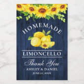 Zonnebloem Limoncello Blauw Hout Mini Flesetikette Wijn Etiket (Enkel label)
