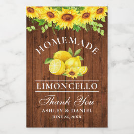 Zonnebloem Limoncello Hout Mini Flesetiketten Wijn Etiket