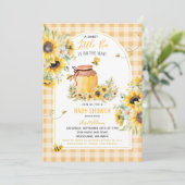 Zonnebloem Little Bee is op de weg Baby shower Kaart (Staand voorkant)