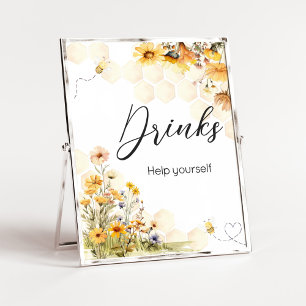 Zonnebloem Little Honey Baby shower Drinken Poster