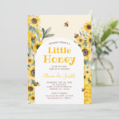 Zonnebloem Little Honey Bee Baby shower Kaart (Staand voorkant)