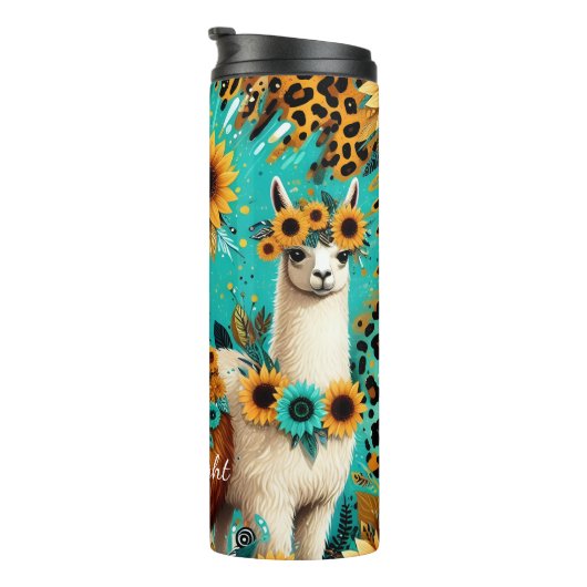 Zonnebloem Llama Trio Levendig Patroon Thermosbeker (Geroteerd rechts)