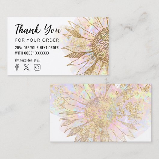 zonnebloem logo dank je visitekaartje (Voorkant / Achterkant)