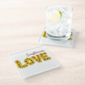 Zonnebloem Love Glas Onderzetter (Schuin)