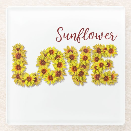 Zonnebloem Love Glas Onderzetter (Voorkant)