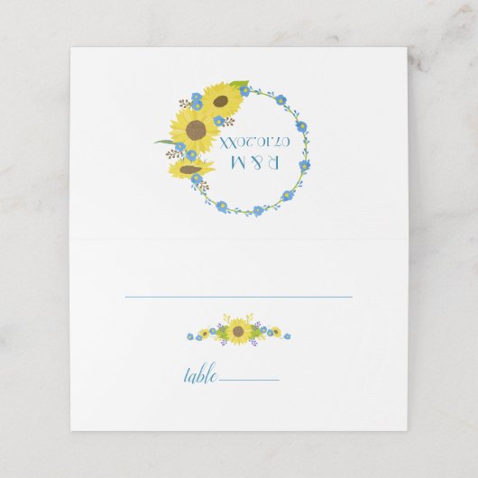 Zonnebloem Loveliness Bruiloft Plaatskaartje (Buitenkant ongevouwen)