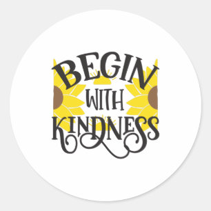 Zonnebloem Lover   Begin met de geest Ronde Sticker