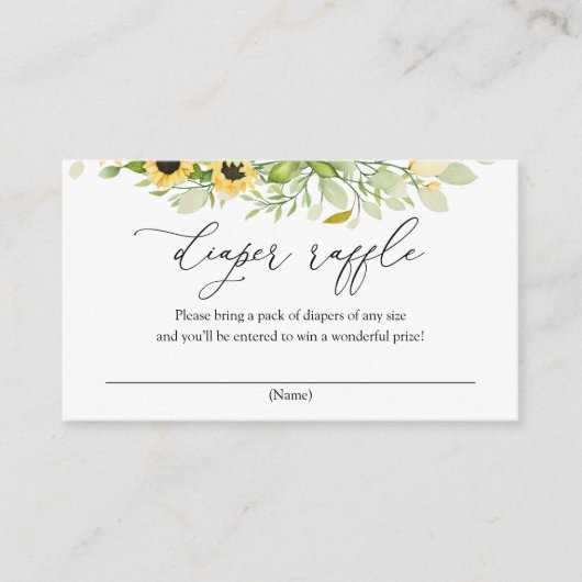 Zonnebloem Luidplaatje Raffle Informatiekaartje (Voorkant)