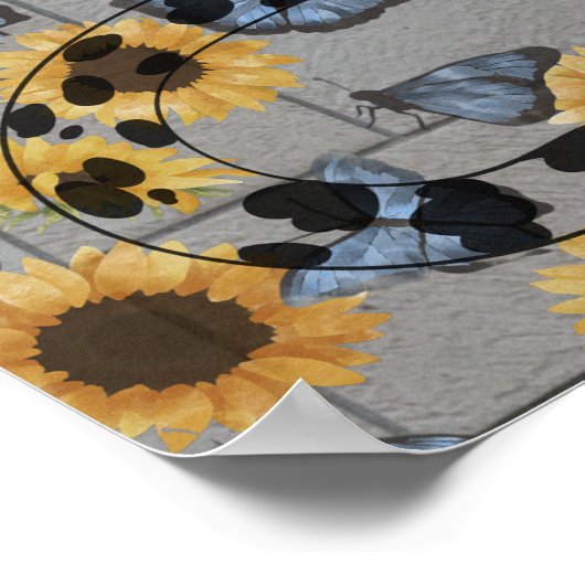 Zonnebloem Luipaard Graffiti Street Art Pop Cultuu Poster (Hoek)