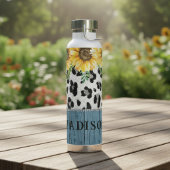 Zonnebloem Luipaardprint Rustieke Chic Naam Waterfles