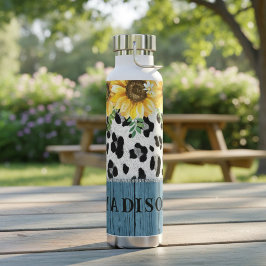Zonnebloem Luipaardprint Rustieke Chic Naam Waterfles