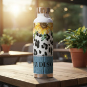 Zonnebloem Luipaardprint Rustieke Chic Naam Waterfles