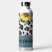 Zonnebloem Luipaardprint Rustieke Chic Naam Waterfles (Links)