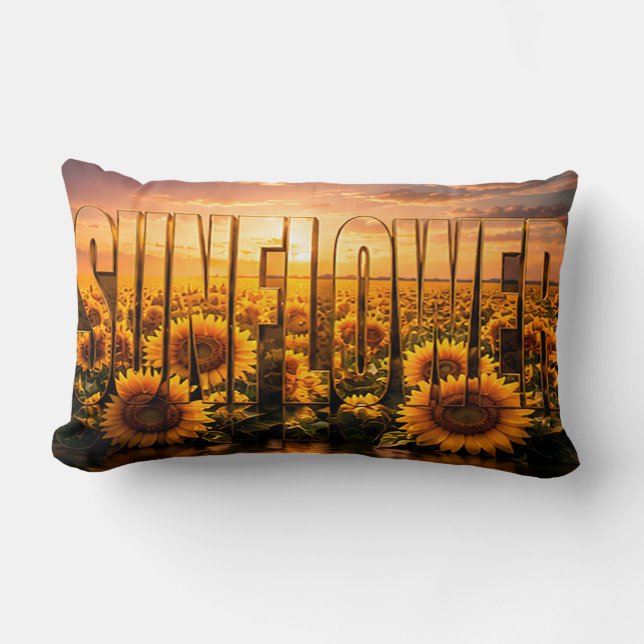 Zonnebloem Luxe Botanische Bloemendecoratie Kussen (Voorkant)