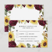Zonnebloem Maaltijd Keuze Bloemen Rozen Rustieke B RSVP Kaartje (Voorkant / Achterkant)