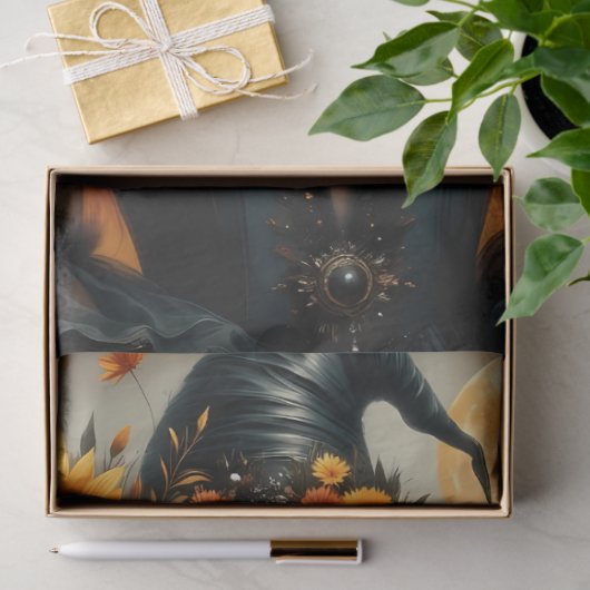 Zonnebloem Maan Heks Vuurrood Haar In Gotische Kan Tissuepapier (Geschenk)