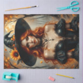 Zonnebloem Maan Heks Vuurrood Haar In Gotische Kan Tissuepapier (Craft)