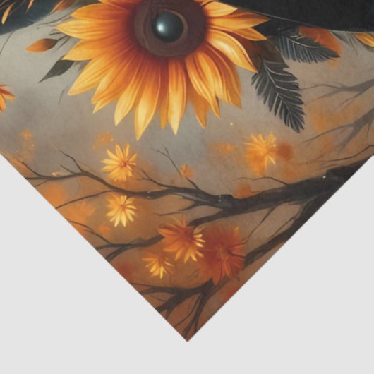 Zonnebloem Maan Heks Vuurrood Haar In Gotische Kan Tissuepapier (Detail)