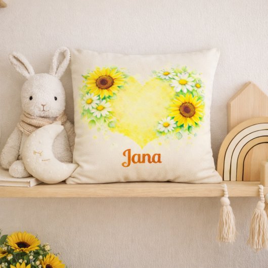 Zonnebloem Madelief Hart Naam Nursery Kunst Kussen