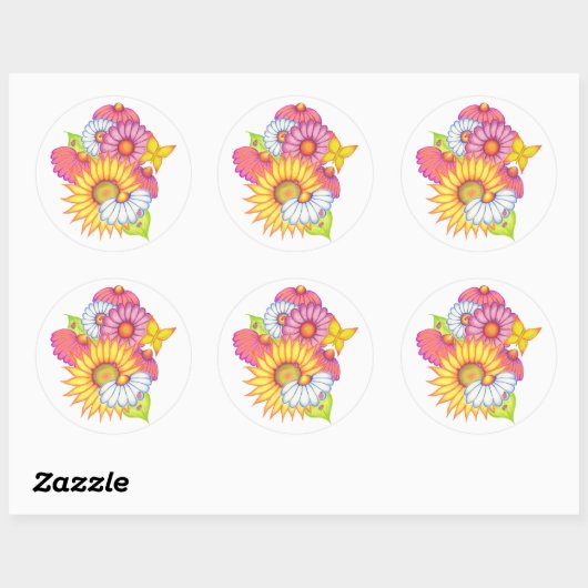Zonnebloem Madeliefje Lieveheersbeestje Sticker (Vel)
