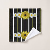 Zonnebloem, madeliefjes en strepen bad handdoek (Wasdoekje)