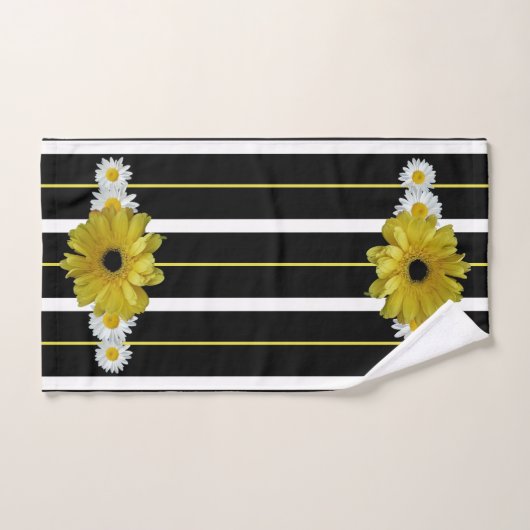 Zonnebloem, madeliefjes en strepen bad handdoek (Handdoek)