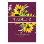 Zonnebloem Magenta Paarse tabelnummer Kaart (Voorkant)