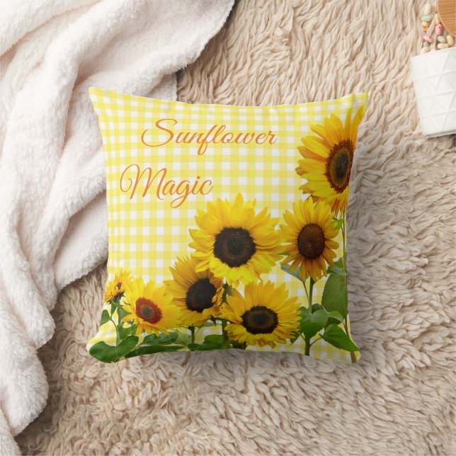 Zonnebloem Magic Sunshine Happy Yellow White Pset Kussen (Deken)