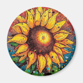 Zonnebloem magneet. Bloem. kleurrijk Magneet