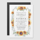 Zonnebloem magnetische Waterverf bruiloft uitnodig Magnetische Uitnodiging (Voorkant / Achterkant)