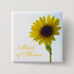 Zonnebloem Maid of Honor Pin Vierkante Button 5,1 Cm