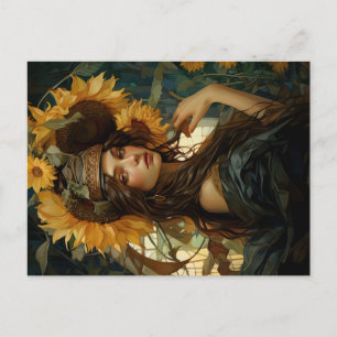 Zonnebloem Maiden Deluxe Stijl Briefkaart