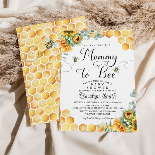Zonnebloem Mama naar Bee Baby shower Uitnodiging