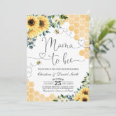 Zonnebloem Mama naar Bijen Baby shower Kaart (Staand voorkant)