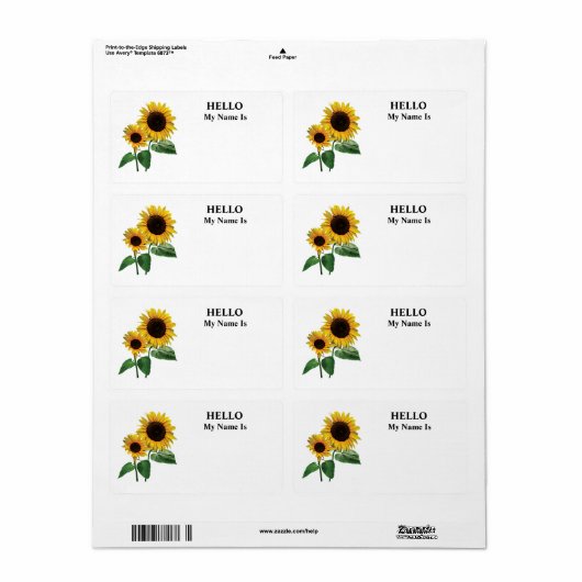 Zonnebloem mama's liefde etiket (Full Sheet)