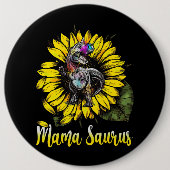 Zonnebloem Mamasaurus T Rex Dinosaurus Mama Saurus Ronde Button 6,0 Cm (Voorkant)