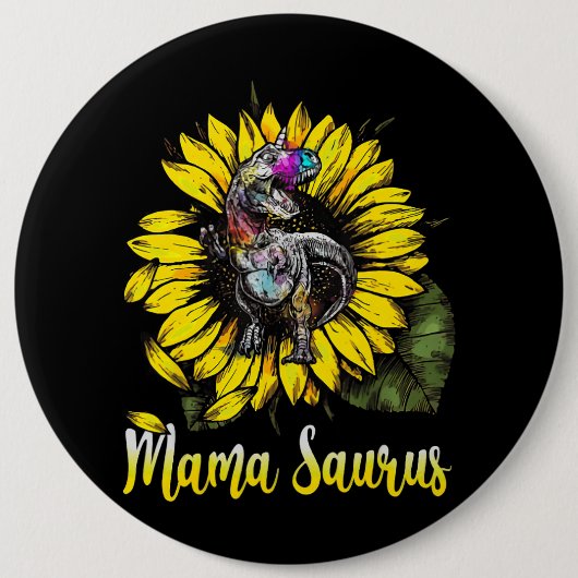 Zonnebloem Mamasaurus T Rex Dinosaurus Mama Saurus Ronde Button 6,0 Cm (Voorkant)