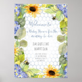 Zonnebloem mammie tot bee Bumblebee Blue Hydrangea Poster (Voorkant)