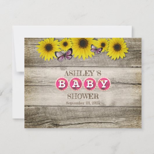 Zonnebloem Mam's Belly Size Baby shower Game | Roz Kaart (Achterkant)