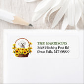 Zonnebloem mand Bichon Frise Dog Label (Insitu)