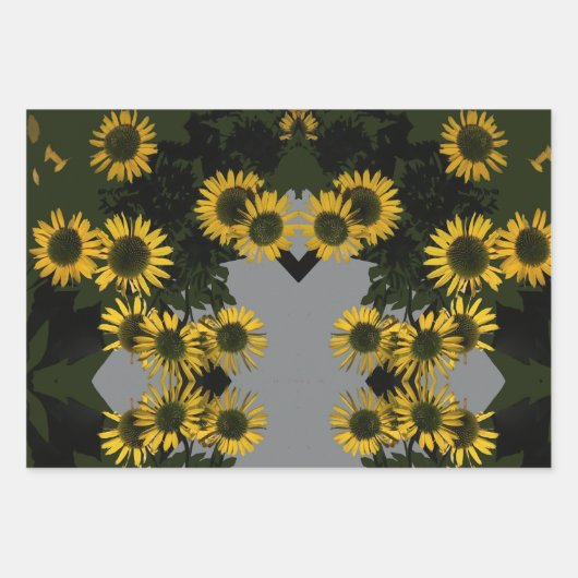 ZONNEBLOEM, MAND EN BARSTEN WIKKELPAPIER INPAKPAPIER VEL (Voorkant)