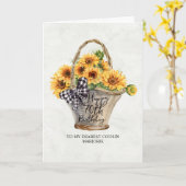 Zonnebloem mand neef 70ste verjaardag kaart (Gele Bloem)