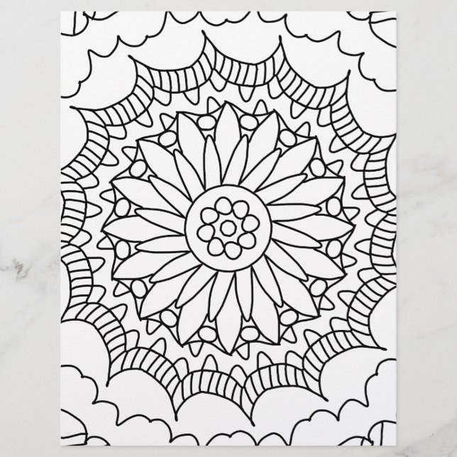 Zonnebloem Mandala Kleurplaat (Voorkant)